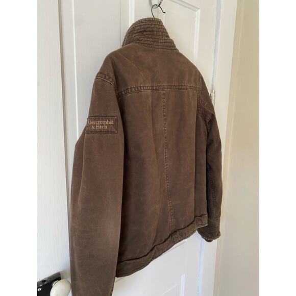 Abercrombie & fitch Adirondack jacket mens medium brown heavy faux fur lined y2k - Picture 3 of 11